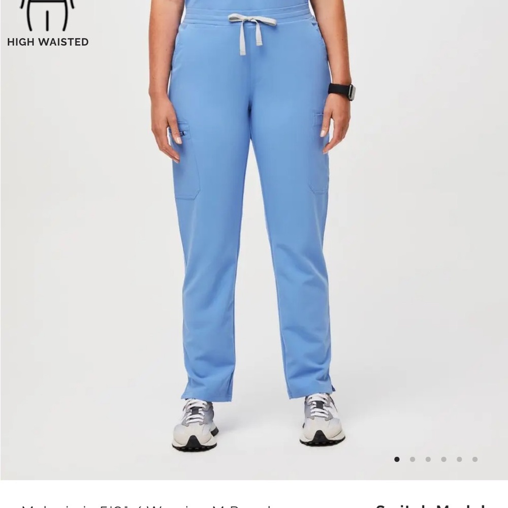 Figs High Waisted Women's Straight Leg Scrub Pants- Ceil Blue